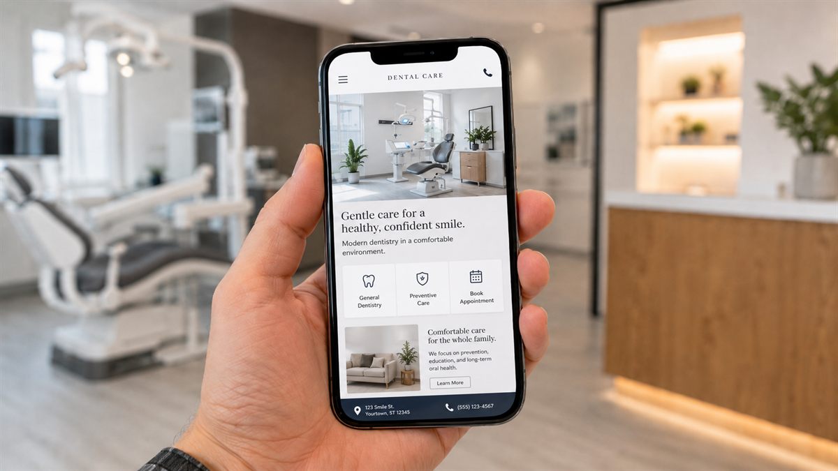 Strona internetowa wyświetlana na telefonie, wersja mobilna